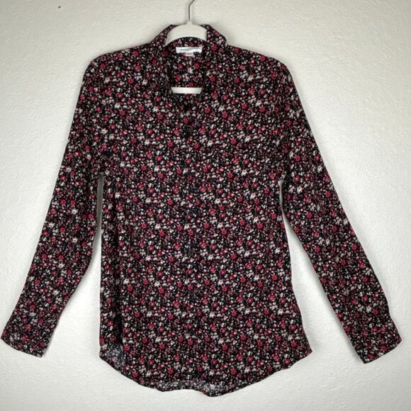 Beachlunchlounge Black Floral Long Sleeve Button Down 
Size S - Picture 1 of 9